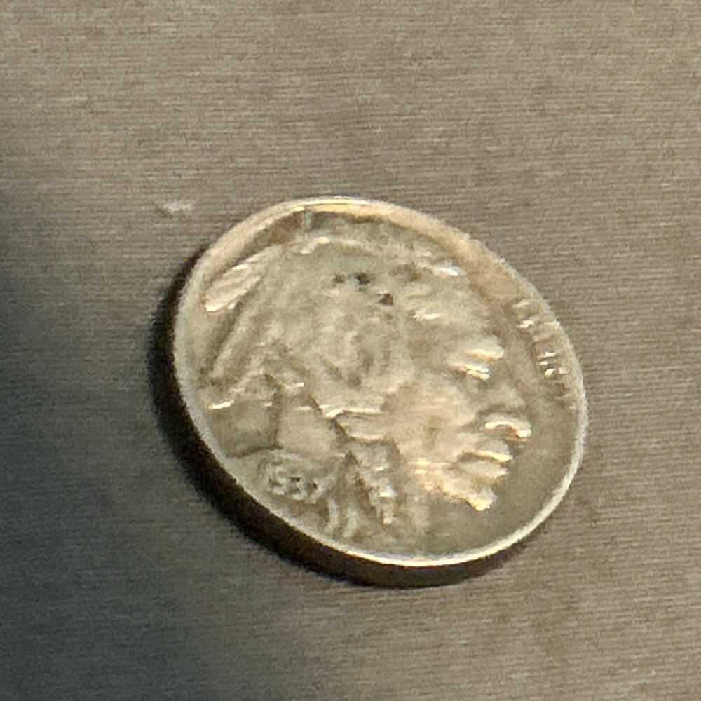 1937 Indian head buffalo nickel without great detail still